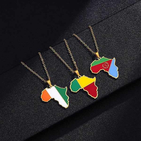 Africa Flag Map Necklace Collection