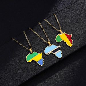 Africa Flag Map Necklace Collection