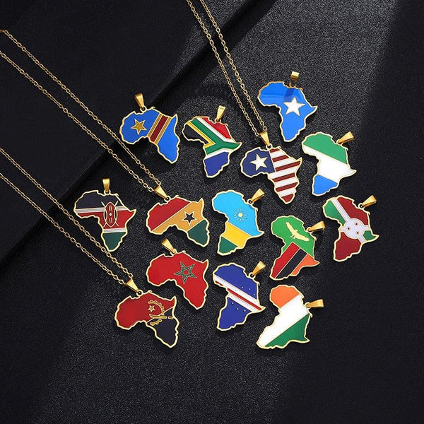 Africa Flag Map Necklace Collection