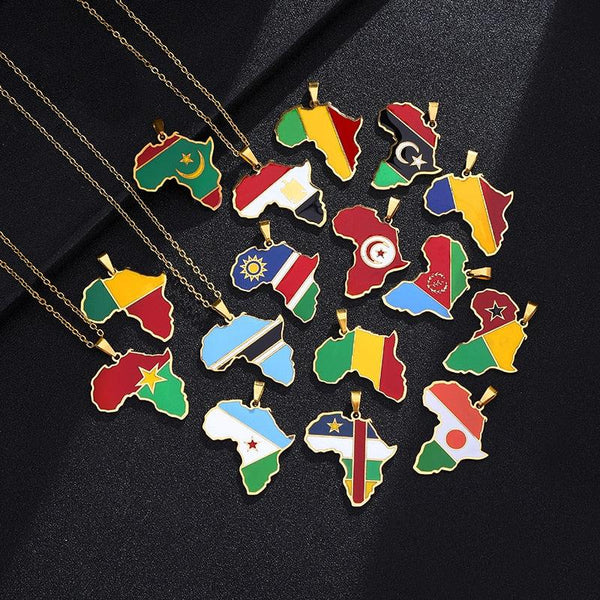 Africa Flag Map Necklace Collection