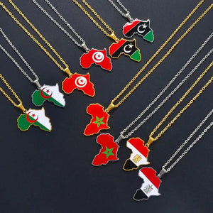 Africa Flag Map Necklace Collection