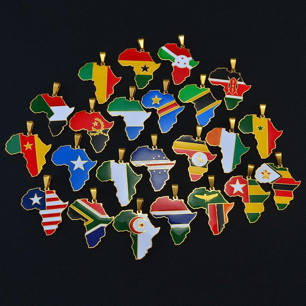 Africa Flag Map Necklace Collection