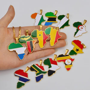 Africa Flag Map Necklace Collection