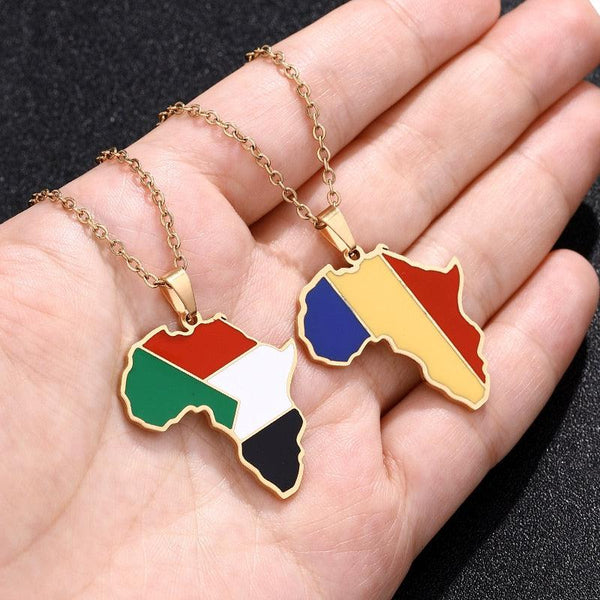 Africa Flag Map Necklace Collection