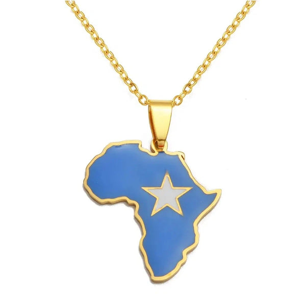 Africa Flag Map Necklace Collection