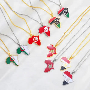 Africa Flag Map Necklace Collection