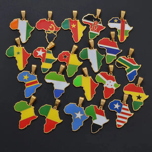 Africa Flag Map Necklace Collection