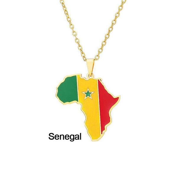 Africa Flag Map Necklace Collection