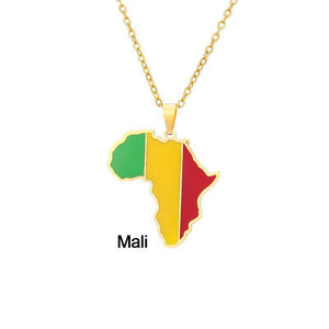 Africa Flag Map Necklace Collection