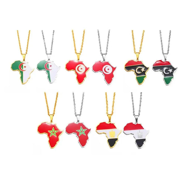 Africa Flag Map Necklace Collection