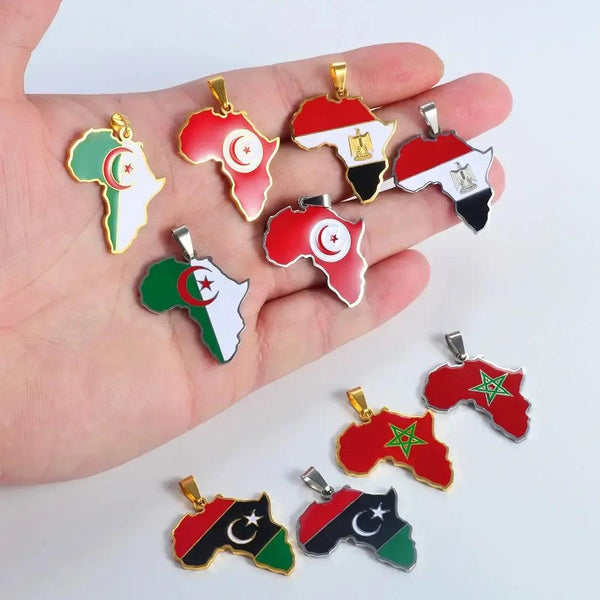 Africa Flag Map Necklace Collection