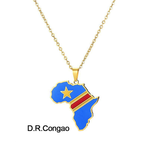 Africa Flag Map Necklace Collection