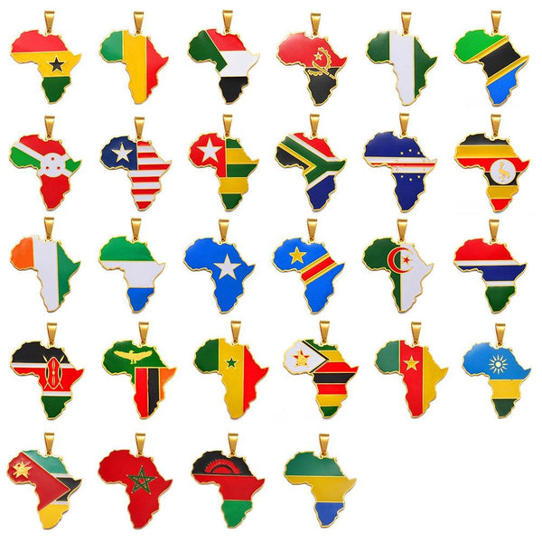 Africa Flag Map Necklace Collection