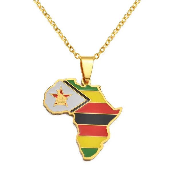 Africa Flag Map Necklace Collection