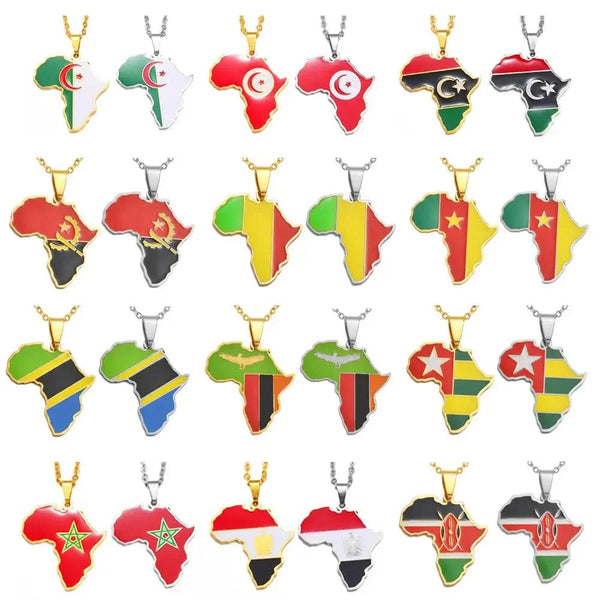 Africa Flag Map Necklace Collection