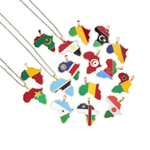 Africa Flag Map Necklace Collection