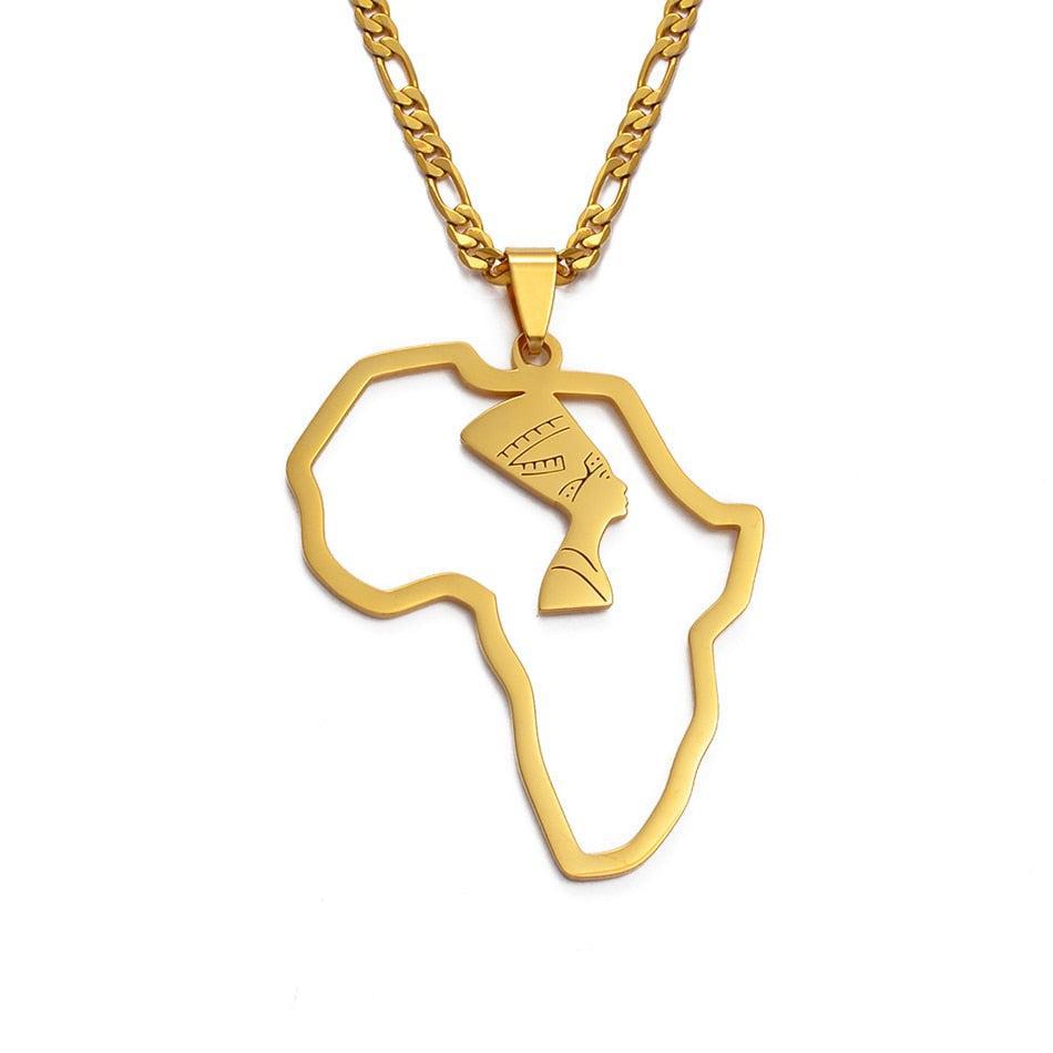 Africa Flag Map Necklace with Egyptian Symbol