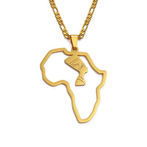 Africa Flag Map Necklace with Egyptian Symbol