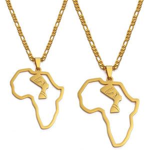 Africa Flag Map Necklace with Egyptian Symbol