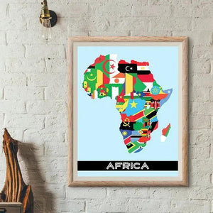 Africa Flag Map Poster - African Country Flags Wall Art