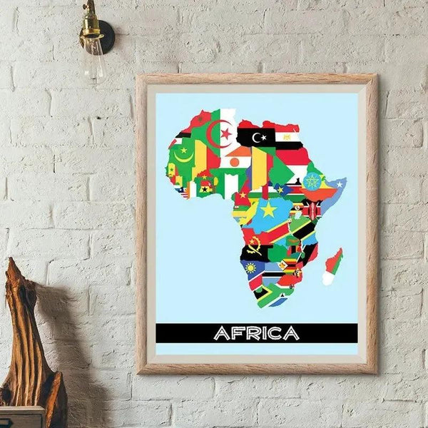 Africa Flag Map Poster - African Country Flags Wall Art
