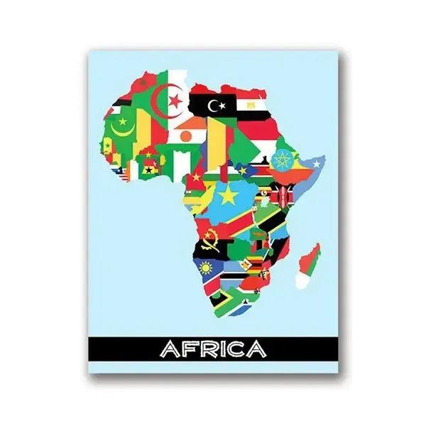 Africa Flag Map Poster - African Country Flags Wall Art
