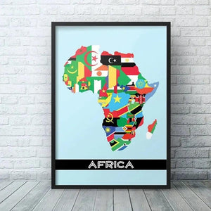 Africa Flag Map Poster - African Country Flags Wall Art