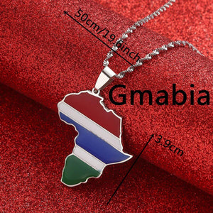 Africa Gambia Flag Map Necklace