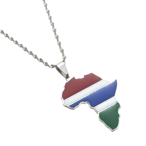 Africa Gambia Flag Map Necklace