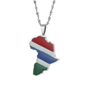 Africa Gambia Flag Map Necklace