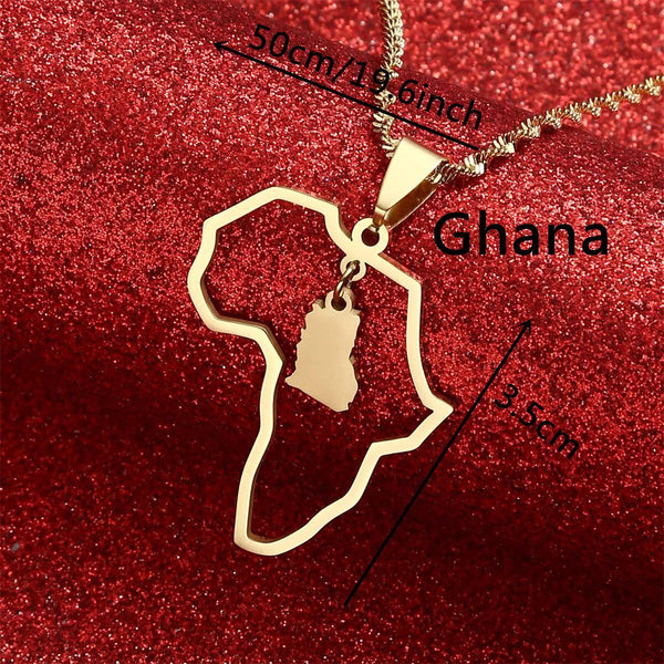 Africa Ghana Map Necklace