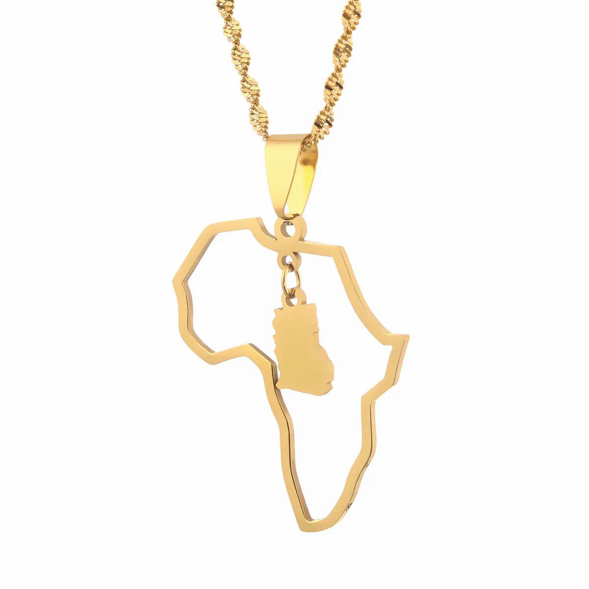 Africa Ghana Map Necklace