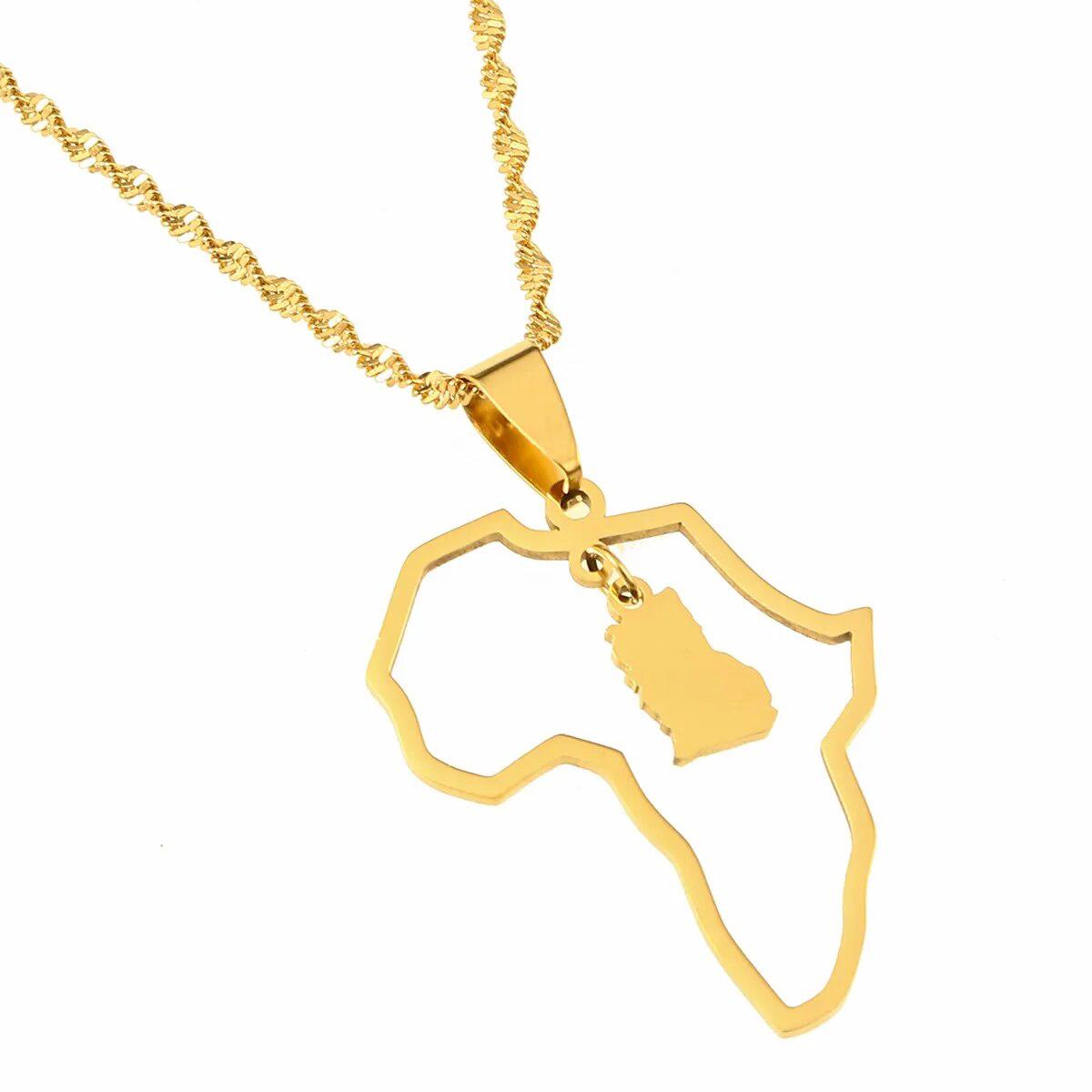 Africa Ghana Map Necklace