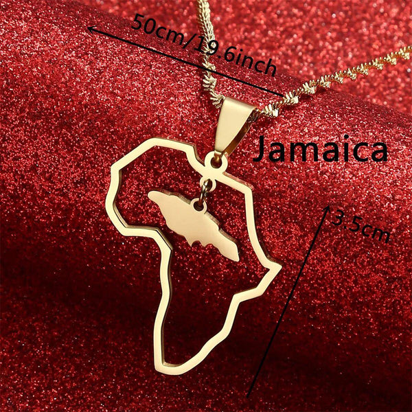 Africa Jamaica Map Necklace