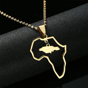 Africa Jamaica Map Necklace