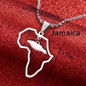 Africa Jamaica Map Necklace