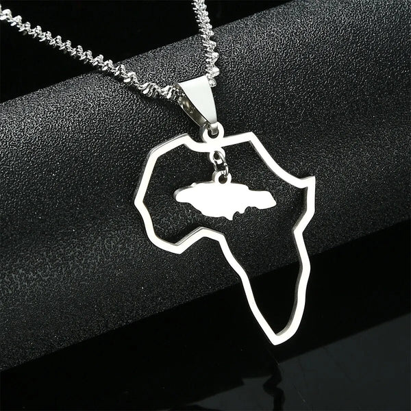 Africa Jamaica Map Necklace