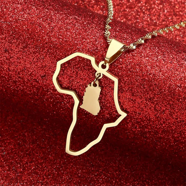 Africa Jamaica Map Necklace