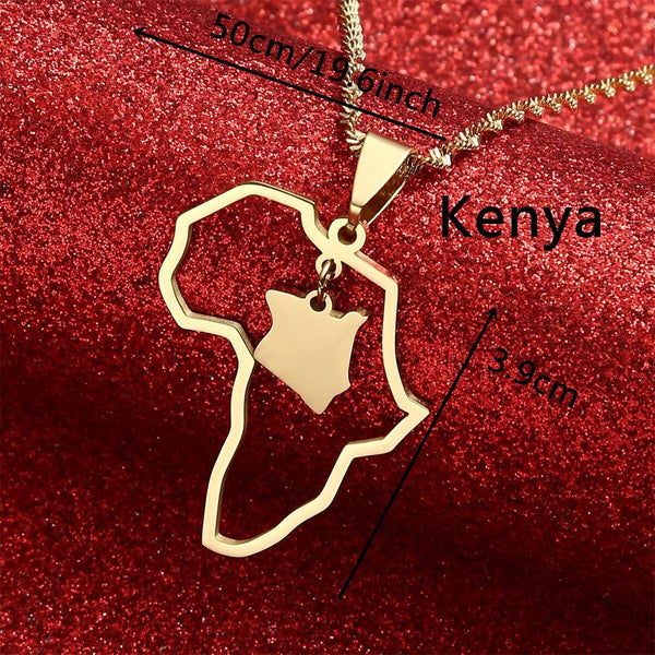 Africa Kenya Map Necklace