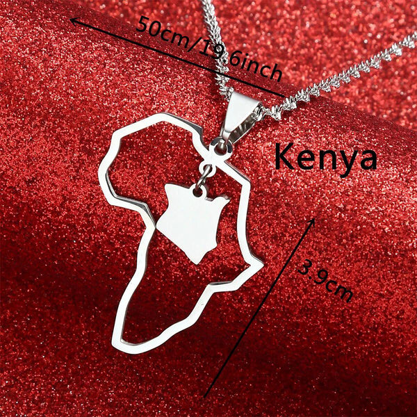 Africa Kenya Map Necklace