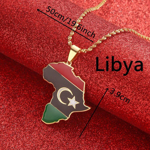 Africa Libya Flag Map Necklace