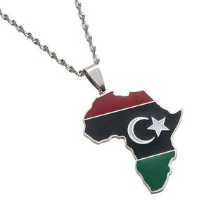 Africa Libya Flag Map Necklace