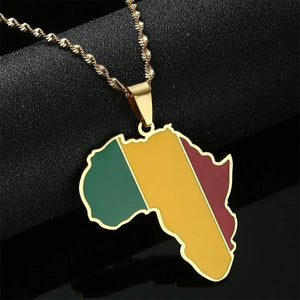 Africa Mali Flag Map Necklace