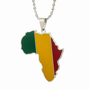 Africa Mali Flag Map Necklace