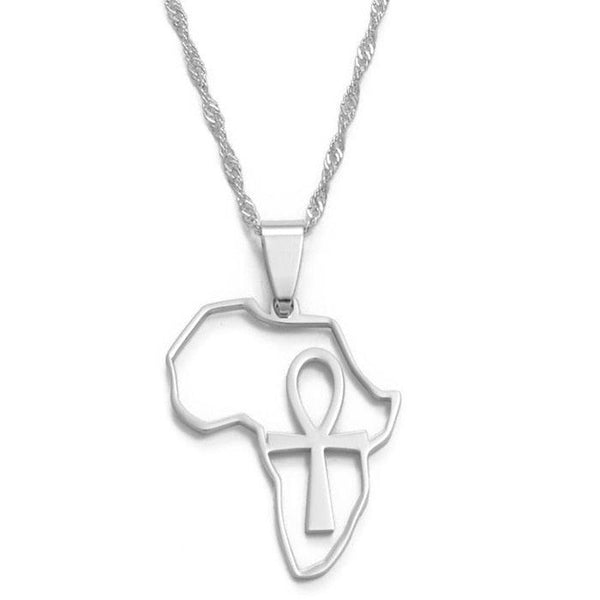 Africa Map & Ankh Cross Necklace