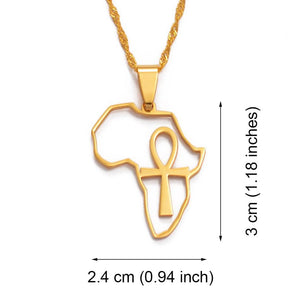 Africa Map & Ankh Cross Necklace