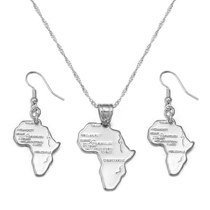 Africa Map Necklace & Earrings