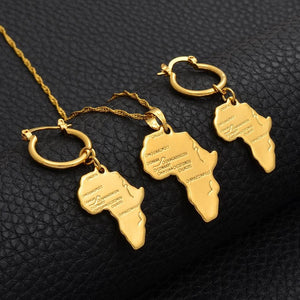 Africa Map Necklace & Earrings