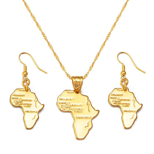 Africa Map Necklace & Earrings