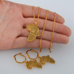 Africa Map Necklace & Earrings
